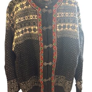 Cristiani sweater pure wool Norway Black and White Patterned Cardigan